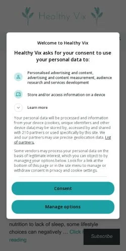スポンサード記事向けのアメリカ合衆国メディア、Healthy Vixのサイトプレビュー