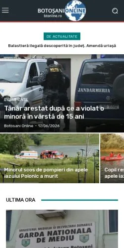 Anteprima del sito Botosani Online, media di Romania per articoli sponsorizzati