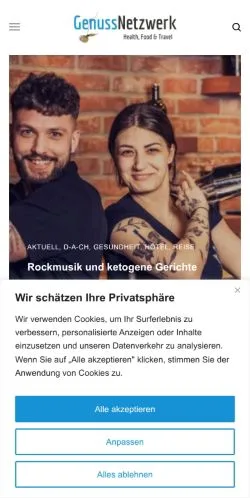 Podgląd witryny - GenussNetzwerk, medium z kraju Niemcy do artykułów sponsorowanych