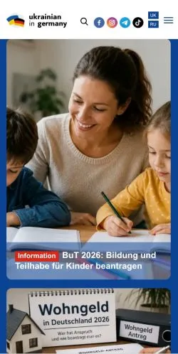 스폰서 기사용 독일 매체 Ukrainian In Germany 사이트 미리보기