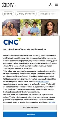 Anteprima del sito Ženy, media di Cechia per articoli sponsorizzati