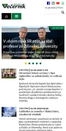 Anteprima del sito Žilinský večerník, media di Slovacchia per articoli sponsorizzati