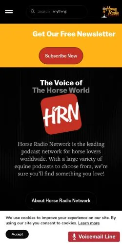 Podgląd witryny Horse Radio Network, medium z kraju Stany Zjednoczone do artykułów sponsorowanych