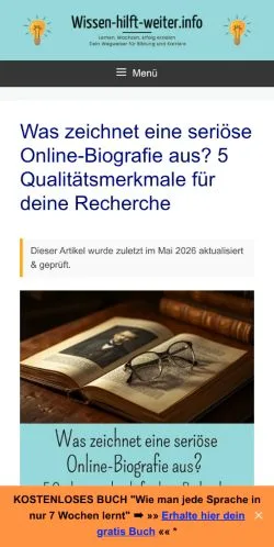 Podgląd witryny Wissen-Hilft-Weiter, medium z kraju Niemcy do artykułów sponsorowanych