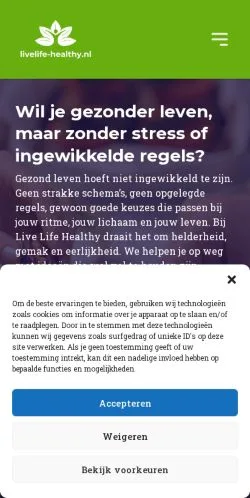 Podgląd witryny Live Life Healthy, medium z kraju Holandia do artykułów sponsorowanych