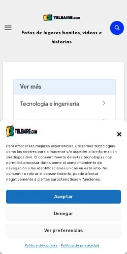Pré-visualização do site Teleaire, meio de Espanha para artigos patrocinados