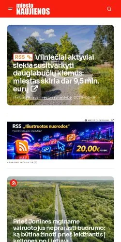 스폰서 기사용 리투아니아 매체 Miesto Naujienos 사이트 미리보기