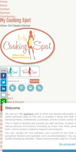 Anteprima del sito My Cooking Spot, media di Stati Uniti per articoli sponsorizzati