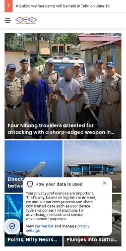 Podgląd witryny Uttarakhand News Network, medium z kraju Stany Zjednoczone do artykułów sponsorowanych