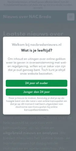 Anteprima del sito NAC Breda Nieuws, media di Paesi Bassi per articoli sponsorizzati