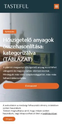 Podgląd witryny Tasteful, medium z kraju Węgry do artykułów sponsorowanych