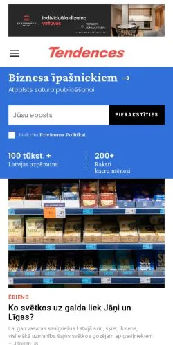 Anteprima del sito Tendences, media di Stati Uniti per articoli sponsorizzati