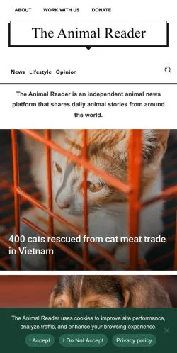 Forhåndsvisning av nettstedet The Animal Reader, medium fra USA for sponsede artikler