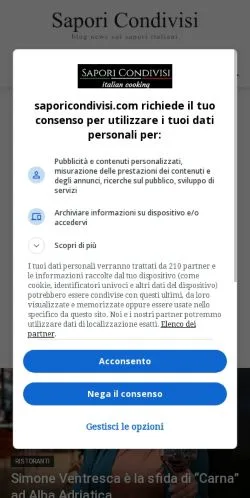 Anteprima del sito Sapori Condivisi, media di Italia per articoli sponsorizzati