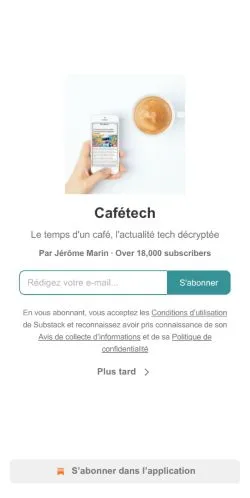 Aperçu du site Cafétech, média de France pour articles sponsorisés