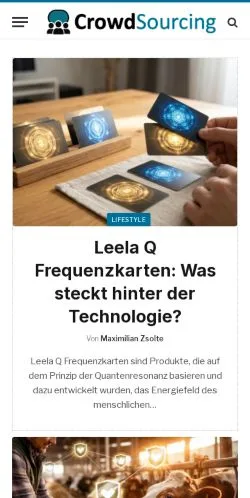 Vista previa del sitio CrowdSourcing, medio de Alemania para artículos patrocinados