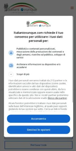Anteprima del sito Italiani Ovunque, media di Italia per articoli sponsorizzati