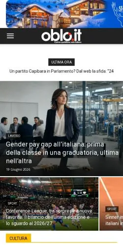 Forhåndsvisning av nettstedet Oblo, medium fra Italia for sponsede artikler