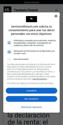 Pré-visualização do site Territorio Fintech, meio de Espanha para artigos patrocinados