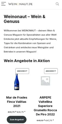 スポンサード記事向けのドイツメディア、Weinonautのサイトプレビュー
