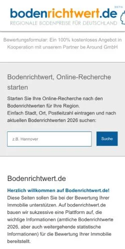 Anteprima del sito Bodenrichtwerte Deutschland, media di Germania per articoli sponsorizzati