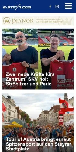Pré-visualização do site E-Steyr News, meio de Alemanha para artigos patrocinados