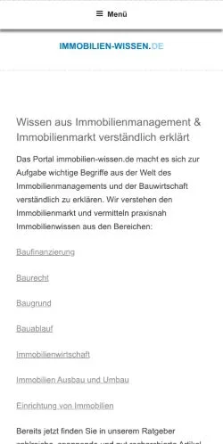 Anteprima del sito Immobilien Wissen, media di Germania per articoli sponsorizzati