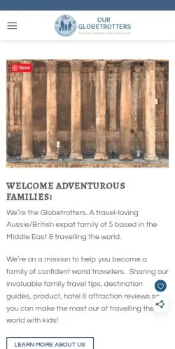 Voorbeeld van de site Our Globetrotters, medium uit Verenigde Staten voor gesponsorde artikelen