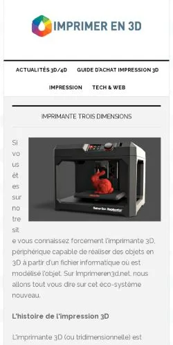 Anteprima del sito Imprimante 3D, media di Francia per articoli sponsorizzati