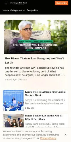 Podgląd witryny The Kenyan Wall Street, medium z kraju Stany Zjednoczone do artykułów sponsorowanych
