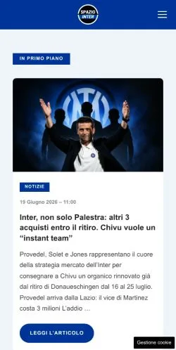 Sponsorlu makaleler için İtalya medyası Spazio Inter sitesinin önizlemesi