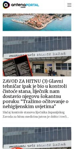 Anteprima del sito Antena Zadar, media di Croazia per articoli sponsorizzati