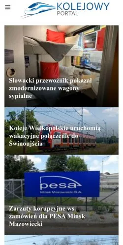 Podgląd witryny Kolejowy Portal, medium z kraju Polska do artykułów sponsorowanych