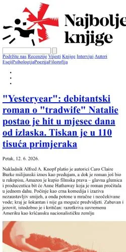 Anteprima del sito Najbolje knjige, media di Croazia per articoli sponsorizzati