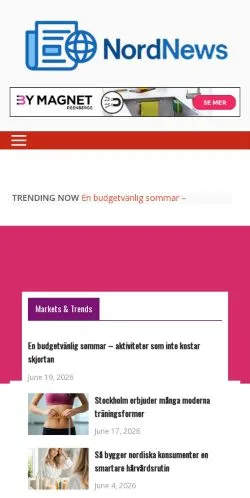 Anteprima del sito NordNews, media di Svezia per articoli sponsorizzati