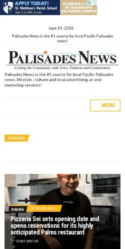 Anteprima del sito Palisades News, media di Stati Uniti per articoli sponsorizzati