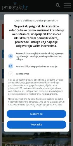 Anteprima del sito Prigorski, media di Croazia per articoli sponsorizzati