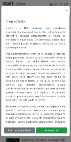 Preview of the Start-up website, a media outlet in Romania for sponsored articles