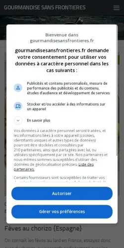 Anteprima del sito Gourmandise Sans Frontières, media di Francia per articoli sponsorizzati