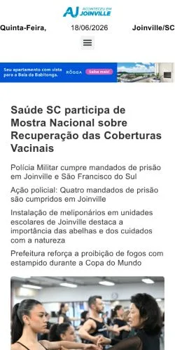 스폰서 기사용 브라질 매체 Aconteceu em Joinville 사이트 미리보기