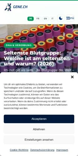 Förhandsvisning av webbplatsen Gene Schweizer Genetik, medium i Schweiz för sponsrade artiklar