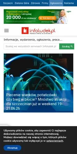 Podgląd witryny Infoludek Szczecin, medium z kraju Polska do artykułów sponsorowanych