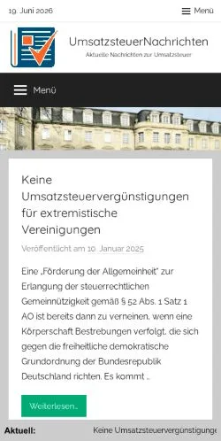 Anteprima del sito UmsatzsteuerNachrichten, media di Germania per articoli sponsorizzati