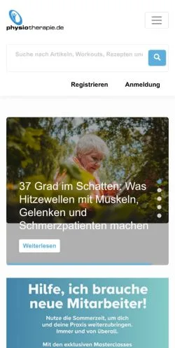 Podgląd witryny physiotherapie.de, medium z kraju Niemcy do artykułów sponsorowanych