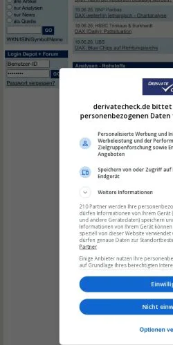 Vista previa del sitio DerivateCheck, medio de Alemania para artículos patrocinados