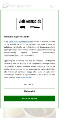 Anteprima del sito Vielskermad, media di Danimarca per articoli sponsorizzati