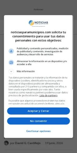 Anteprima del sito Noticias Para Municipios, media di Spagna per articoli sponsorizzati