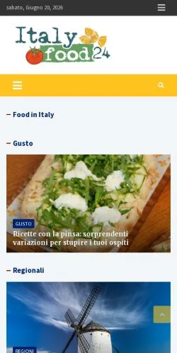 Pré-visualização do site ItalyFood24, meio de Itália para artigos patrocinados
