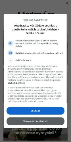 Podgląd witryny AAzdraví, medium z kraju Czechy do artykułów sponsorowanych