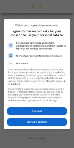 Anteprima del sito Agroinformacion, media di Spagna per articoli sponsorizzati